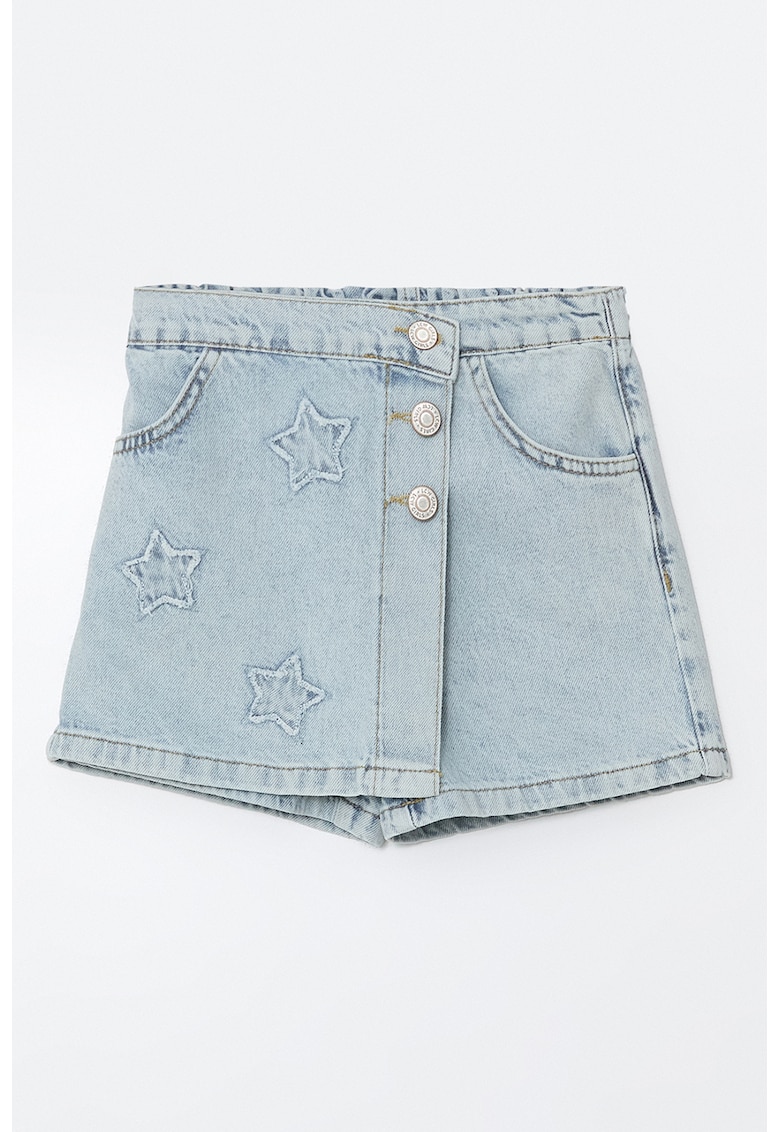 Fusta-pantalon uni din denim