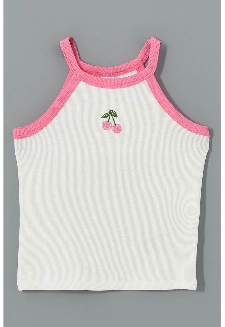 Top striat cu detaliu brodat