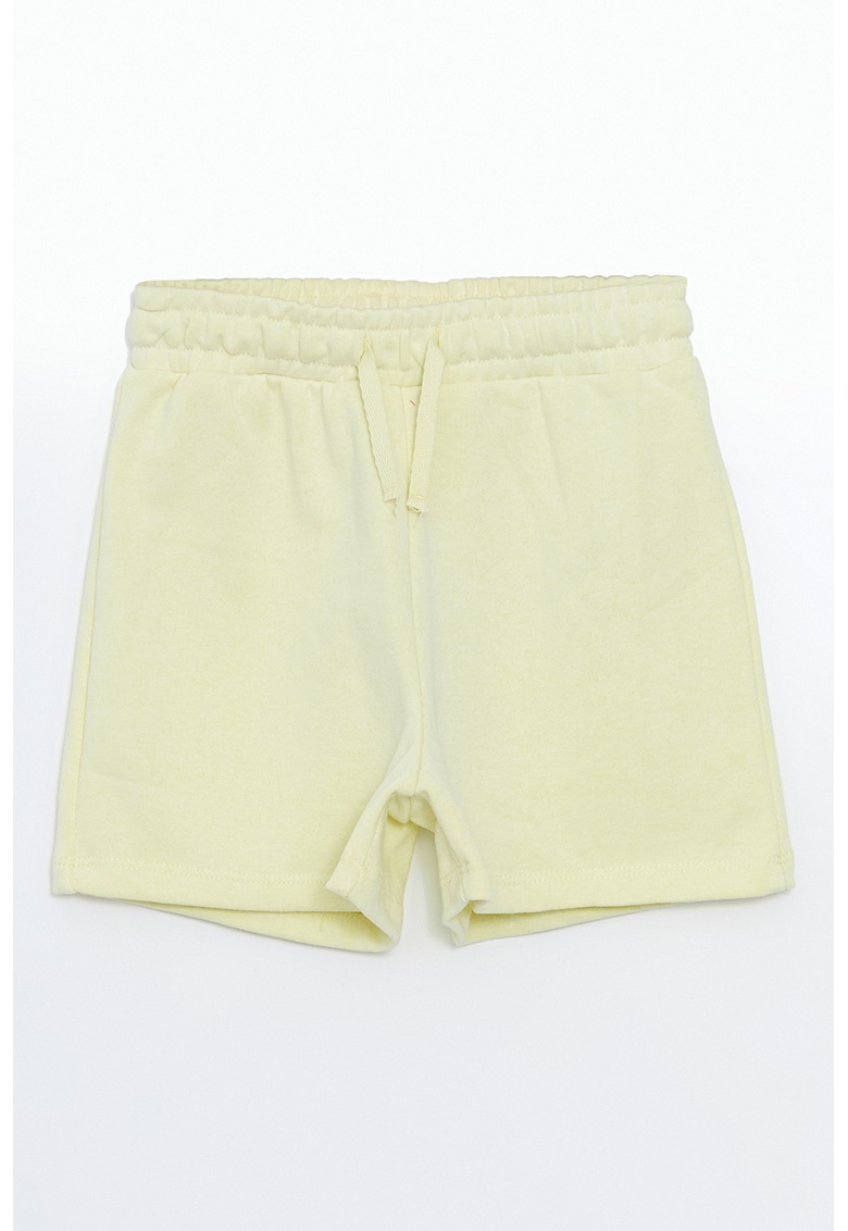 Pantaloni scurti din amestec de bumbac cu snur - Verde fistic