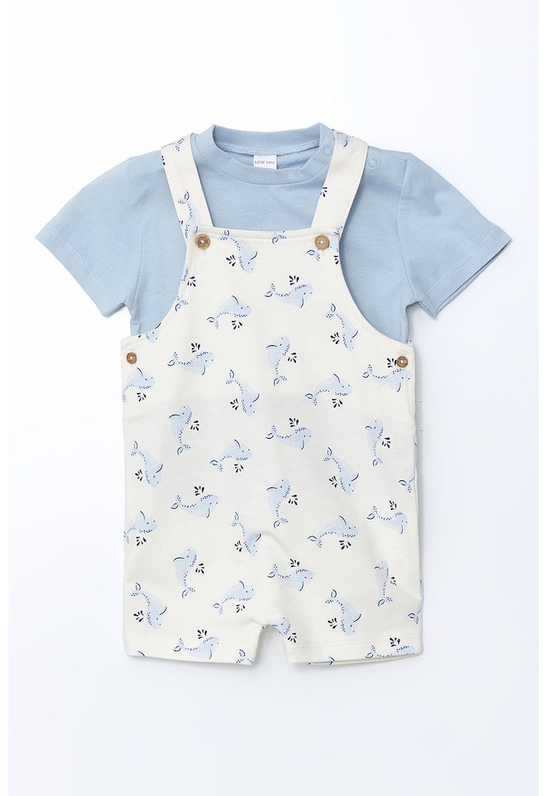 Set de tricou de bumbac si salopeta - 2 piese