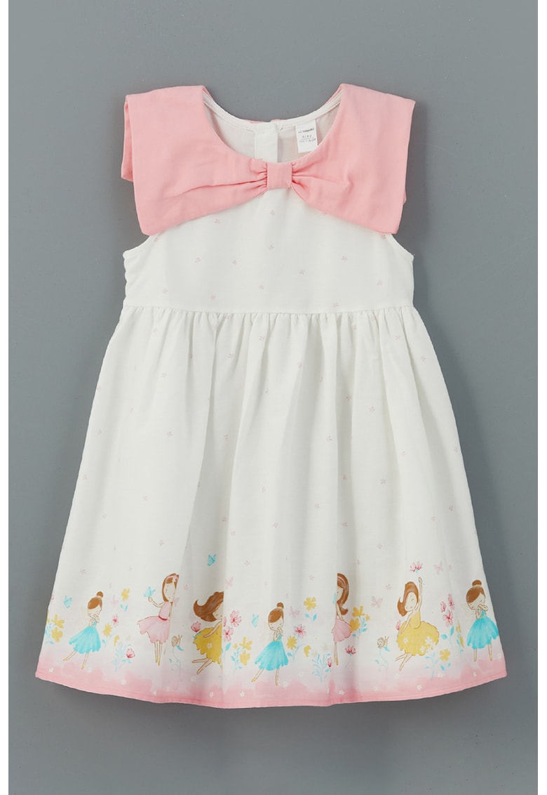 Rochie de bumbac cu guler cu funda