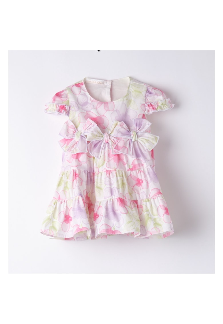Rochie cu imprimeu floral si volane pentru fete - Multicolor