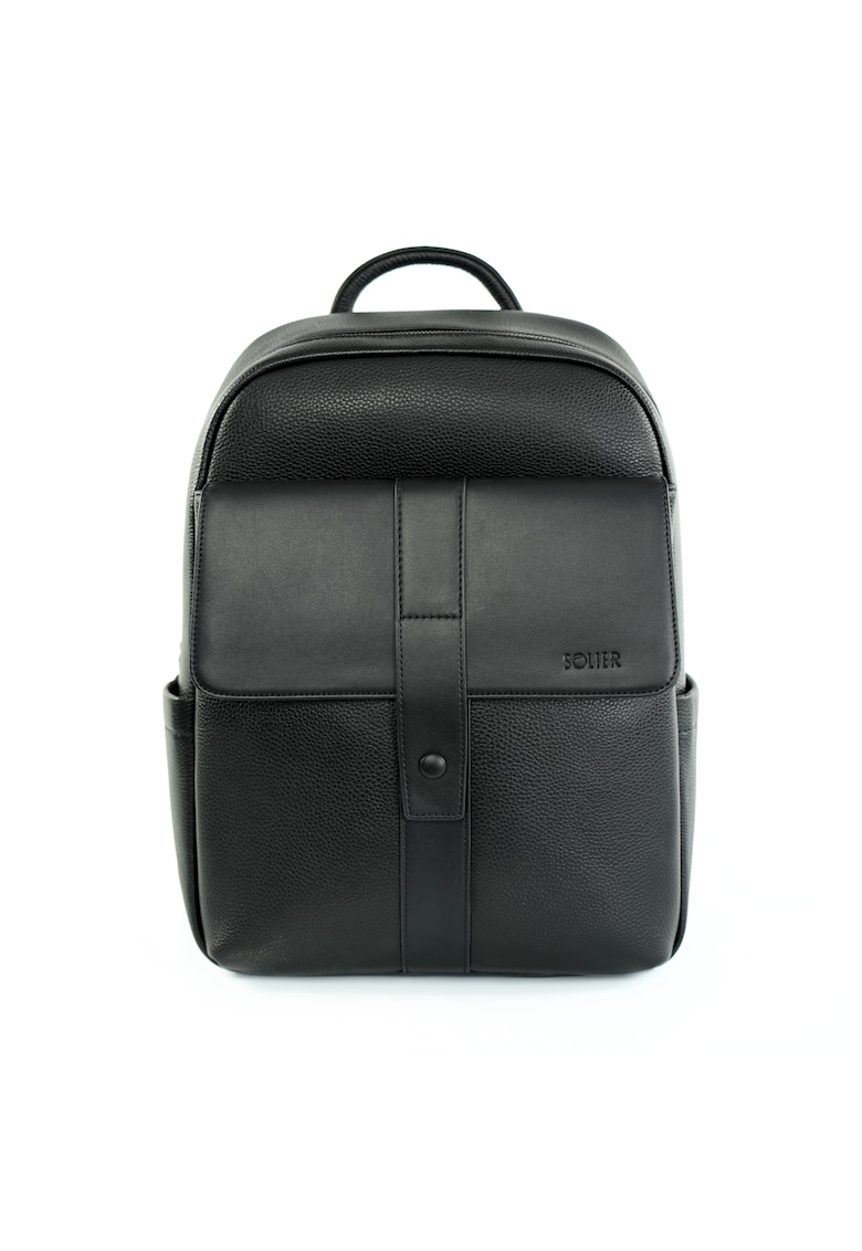 Rucsac unisex FV04 Rimelle - piele naturala - negru - 30x38x11 cm - pentru laptop - spate respirabil - bretele reglabile - buzunare interioare