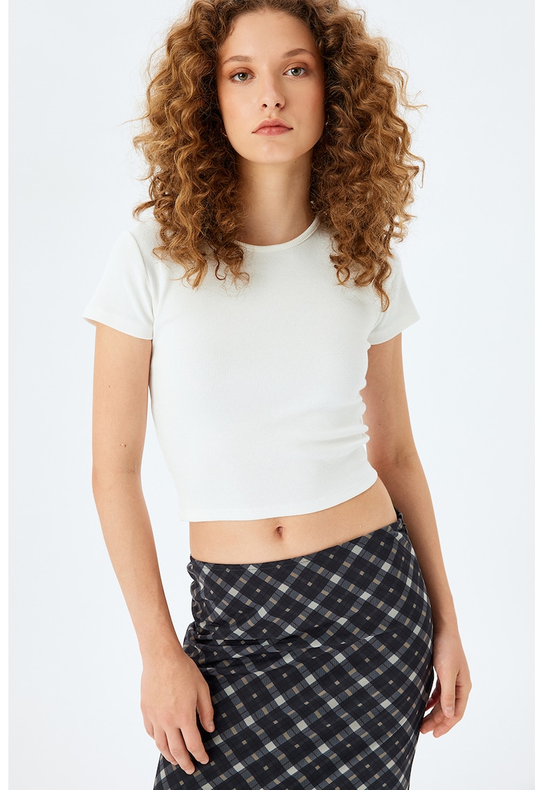 Tricou crop din amestec de bumbac