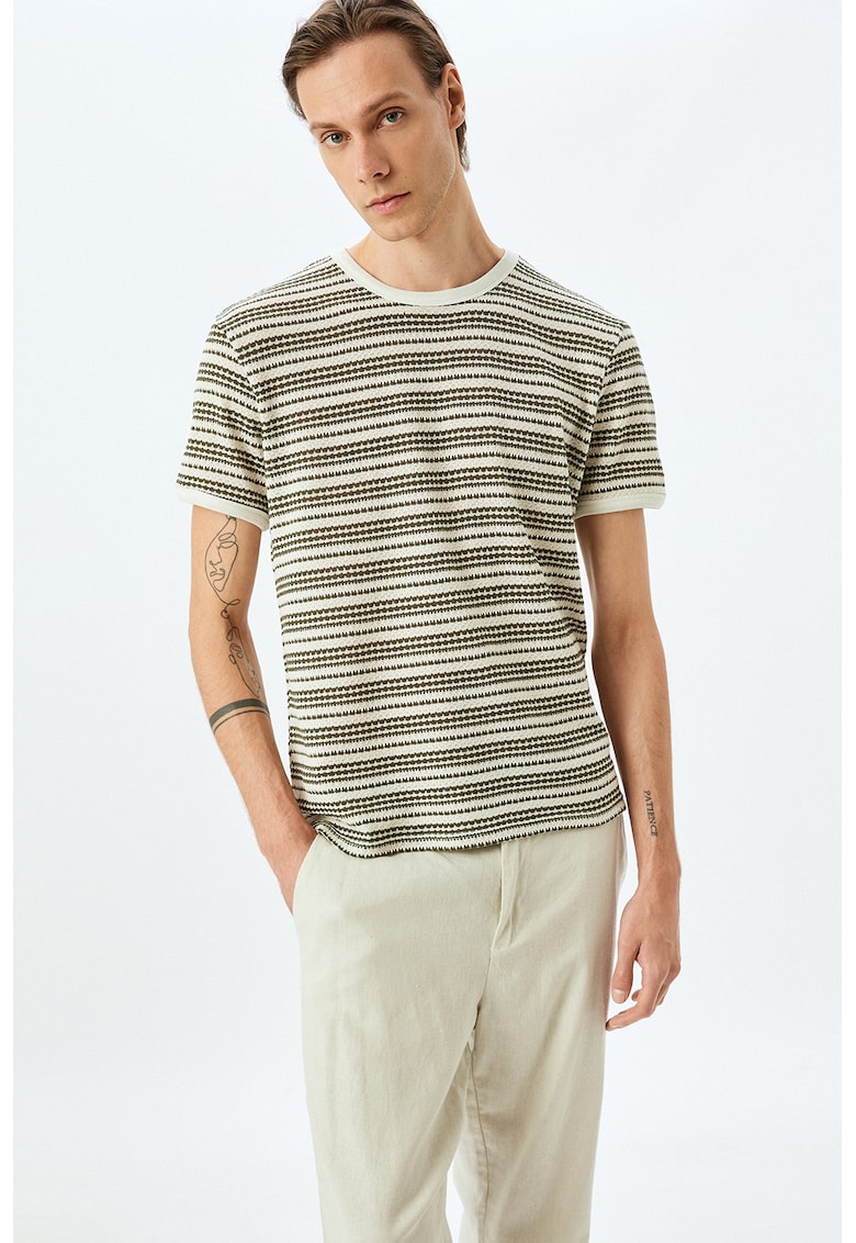 Tricou regular fit in dungi - Alb/Kaki