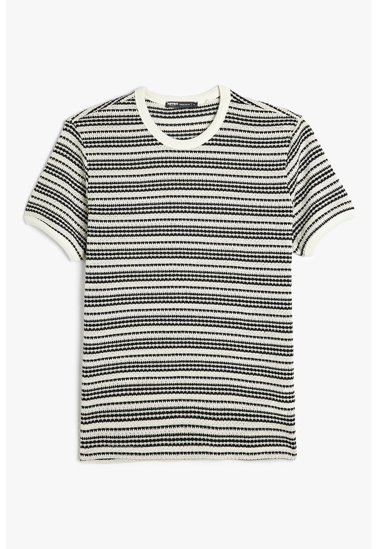 Tricou regular fit in dungi - Alb/Negru