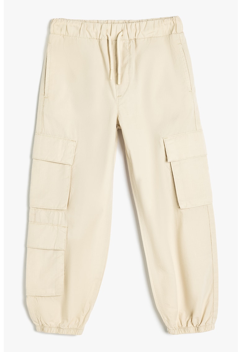 Pantaloni cargo cu talie medie - Bej deschis