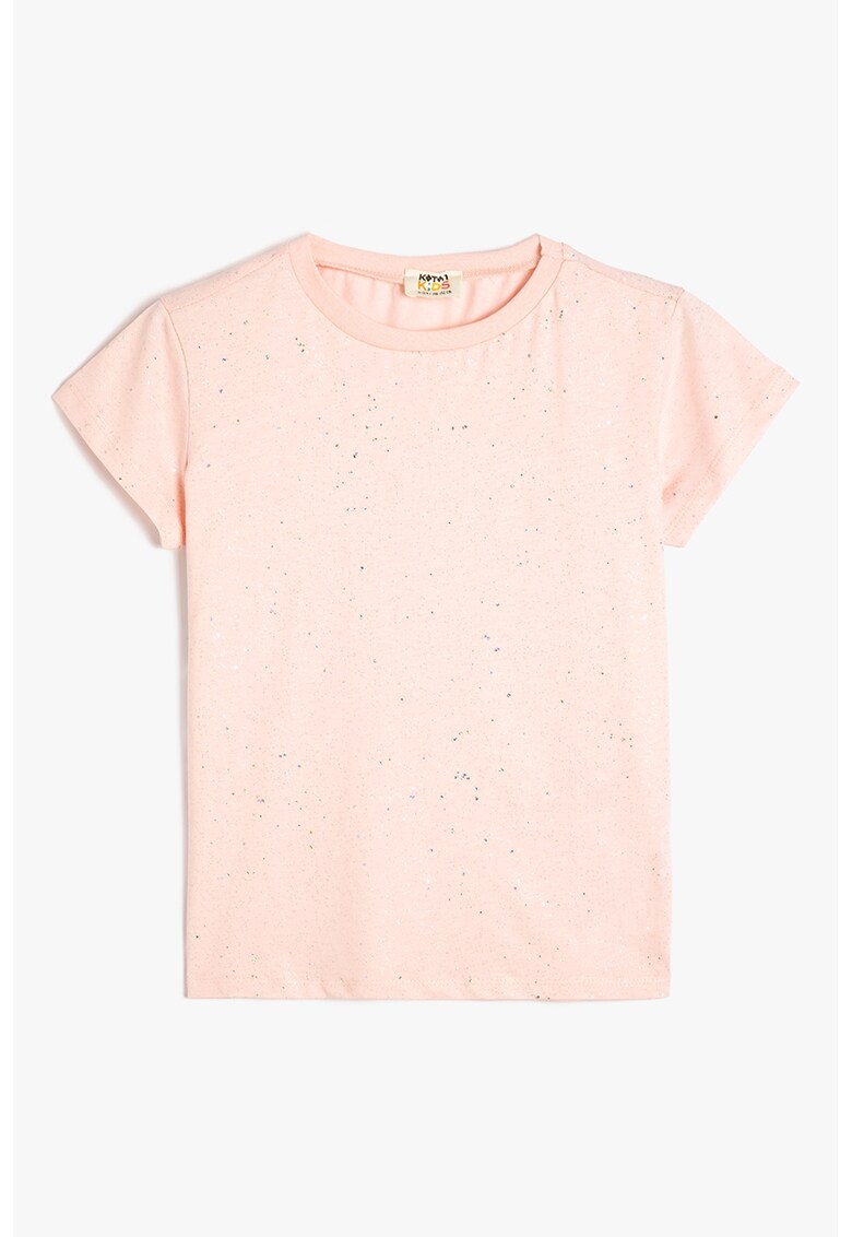 Tricou cu decolteu la baza gatului - stralucitor - Piersica
