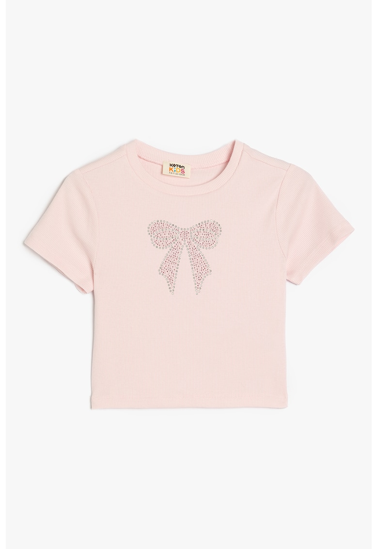 Tricou striat cu funda din strasuri