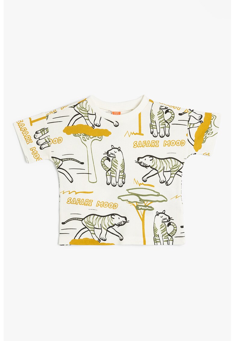 Tricou cu animale - Alb/Verde/Galben