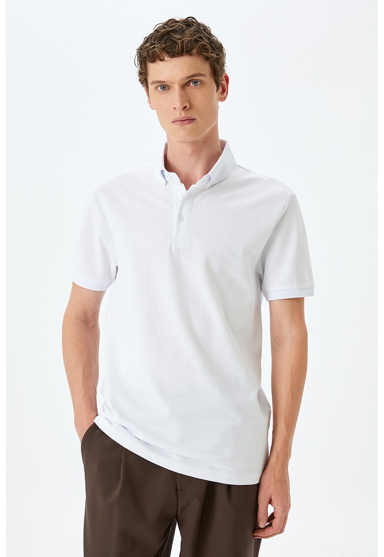 Tricou polo de bumbac - Alb