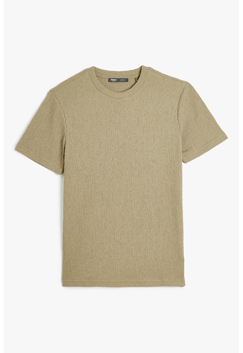 Tricou regular fit texturat - Kaki