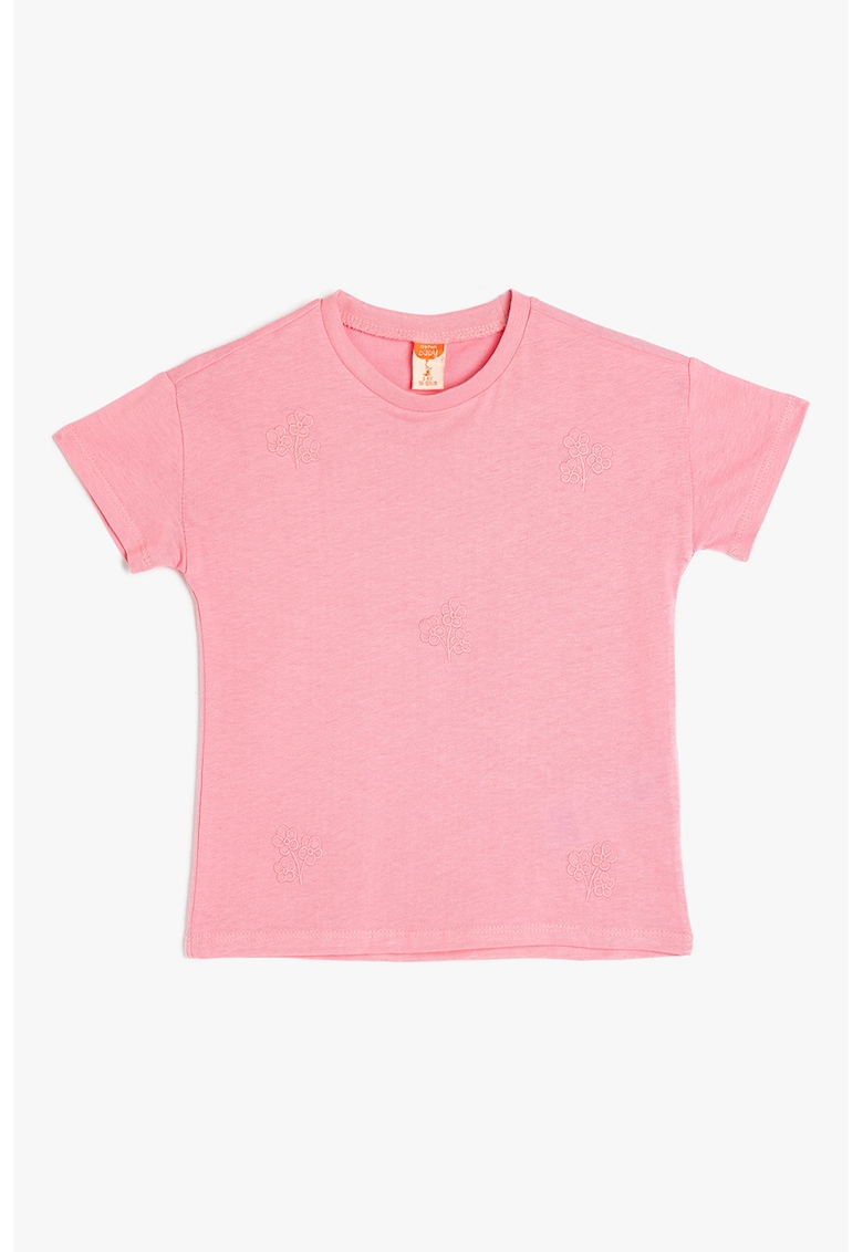 Tricou cu decolteu la baza gatului - Roz