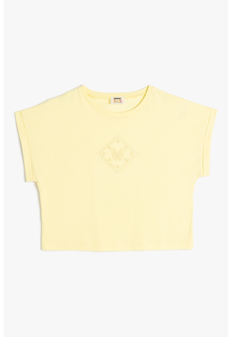 Tricou crop din bumbac - Galben pai