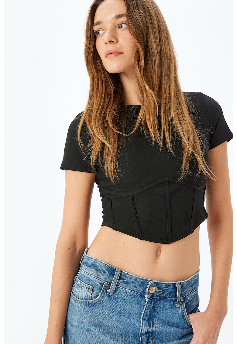 Tricou crop - Negru