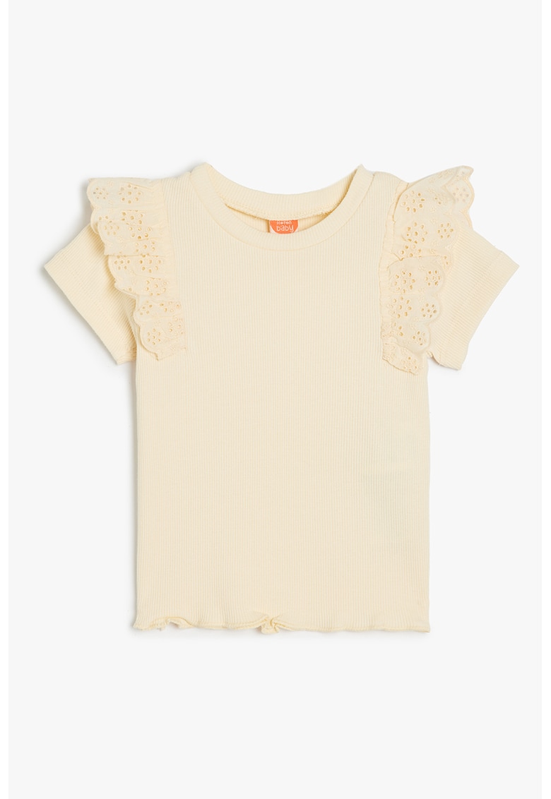 Tricou din amestec de bumbac cu volane