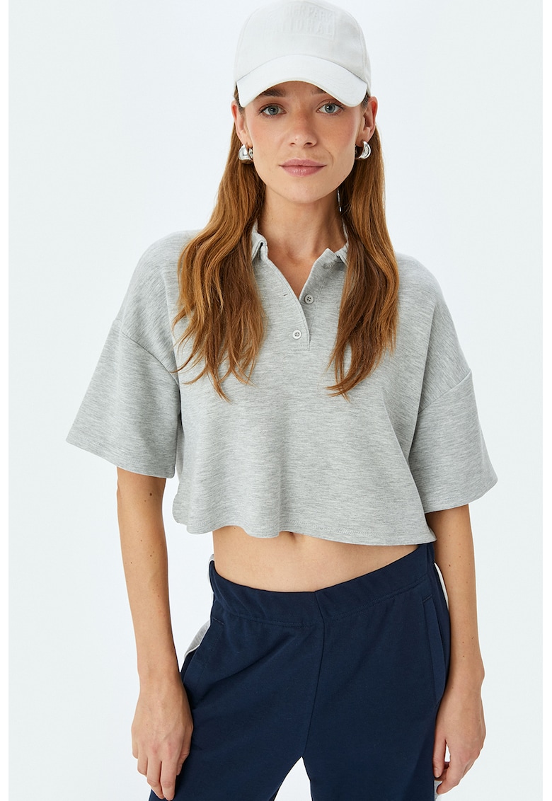Tricou polo lejer crop