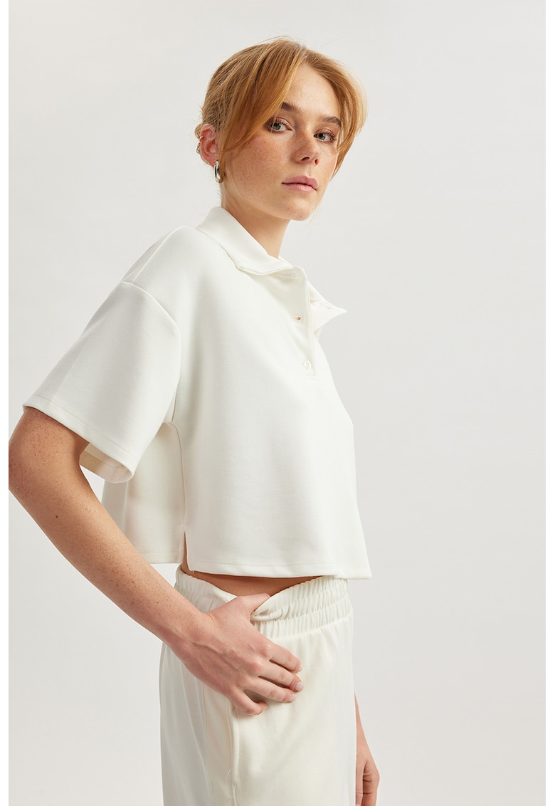 Tricou polo lejer crop
