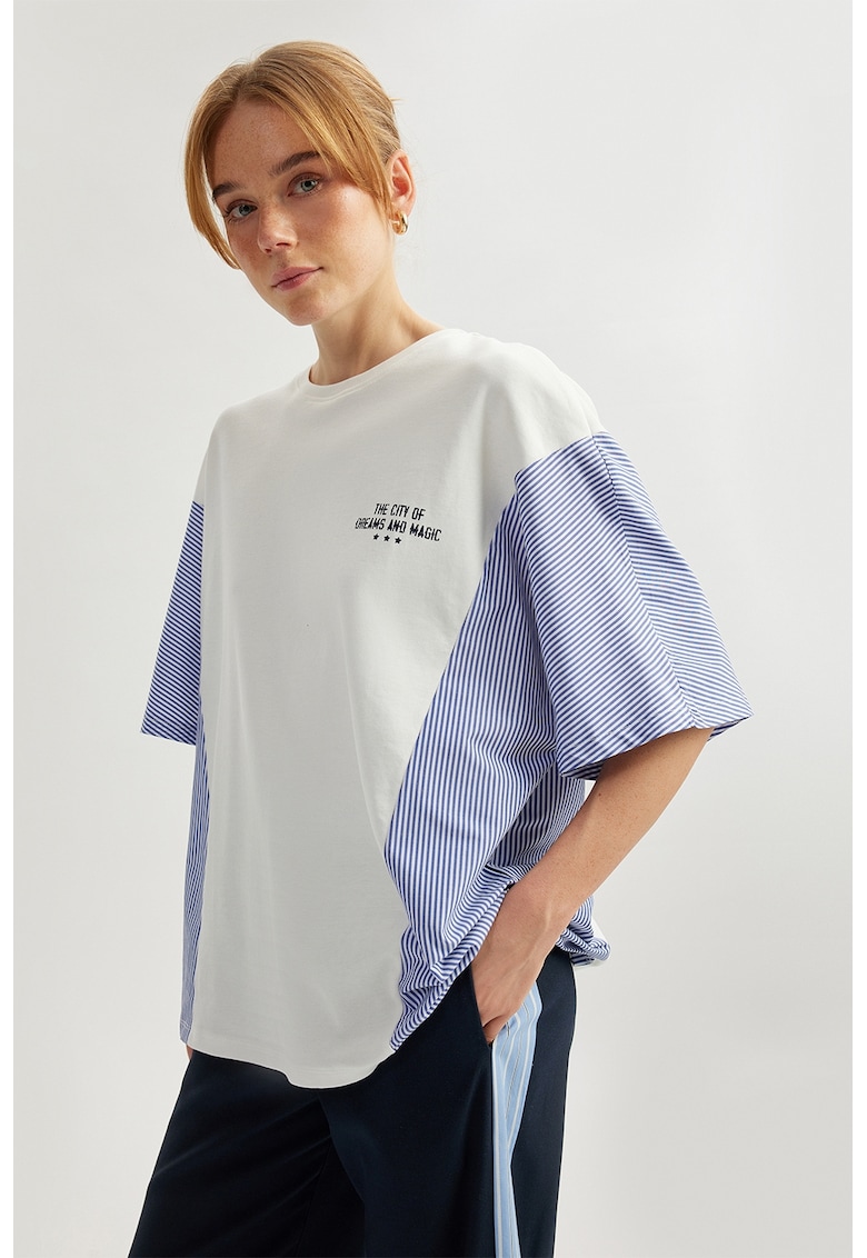 Tricou cu imprimeu si maneci cazute