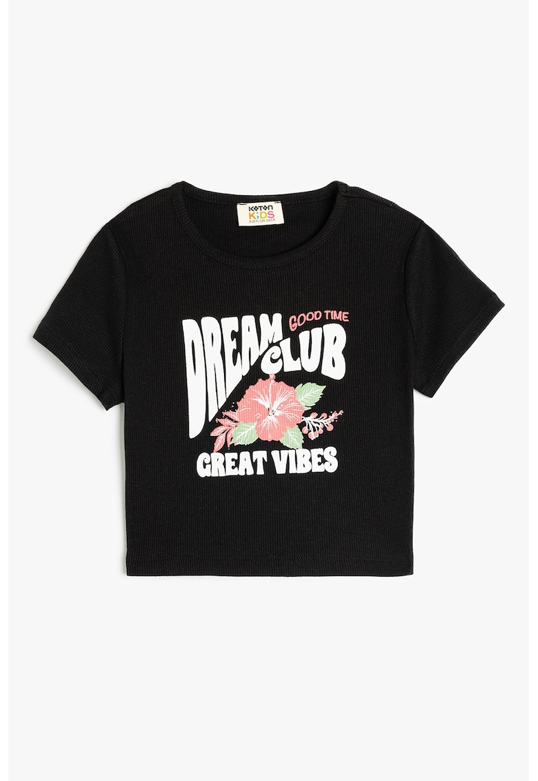 Tricou cu imprimeu text - Alb/Negru