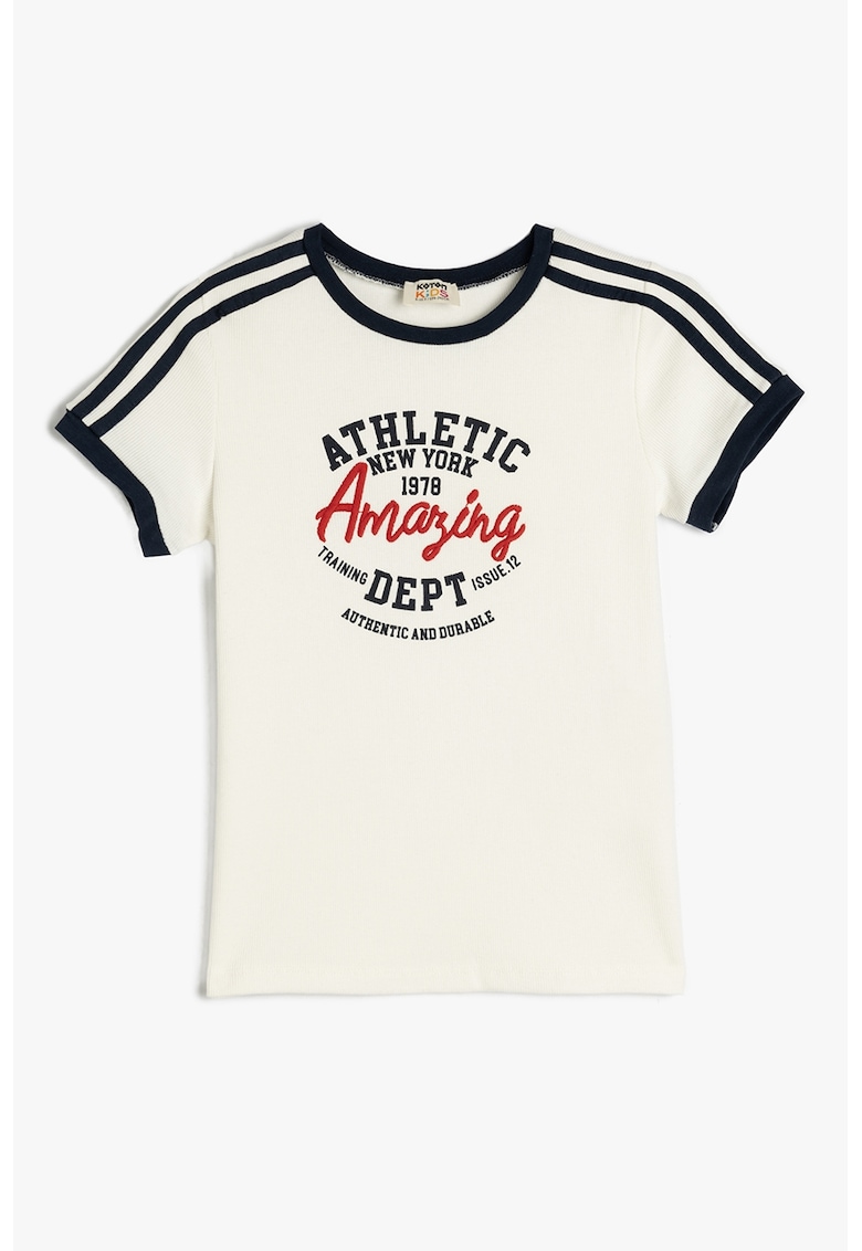 Tricou striat cu imprimeu text