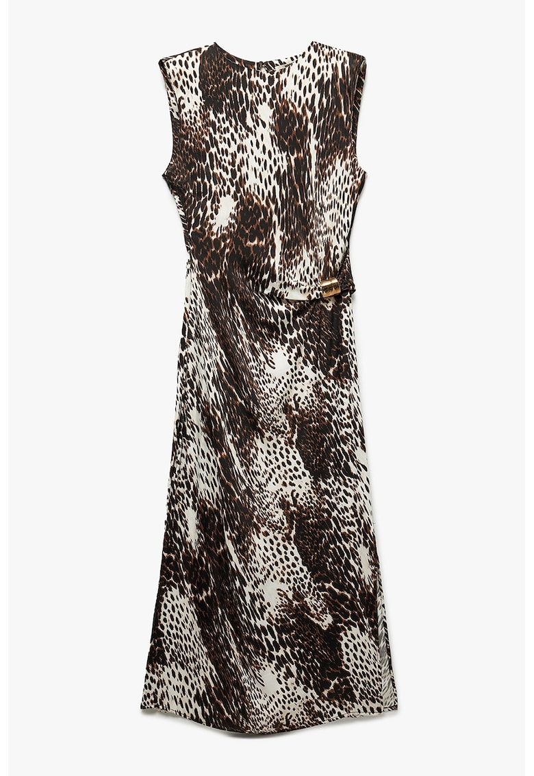 Rochie cambrata cu animal print - Negru/Alb murdar
