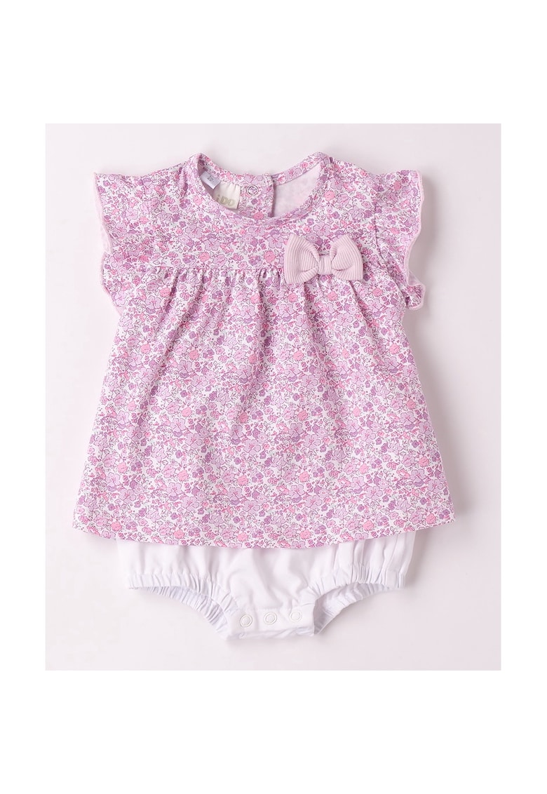 Salopeta scurta cu imprimeu floral pentru fetite - Multicolor