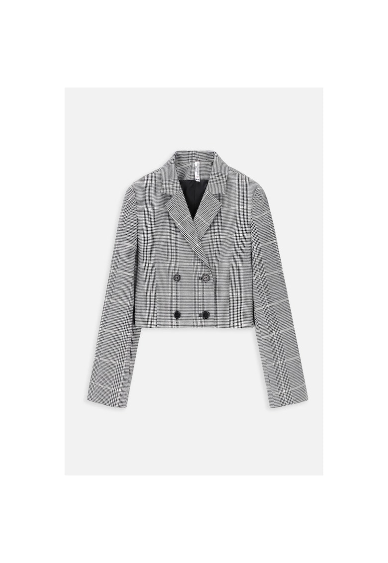 Sacou crop cu model in carouri