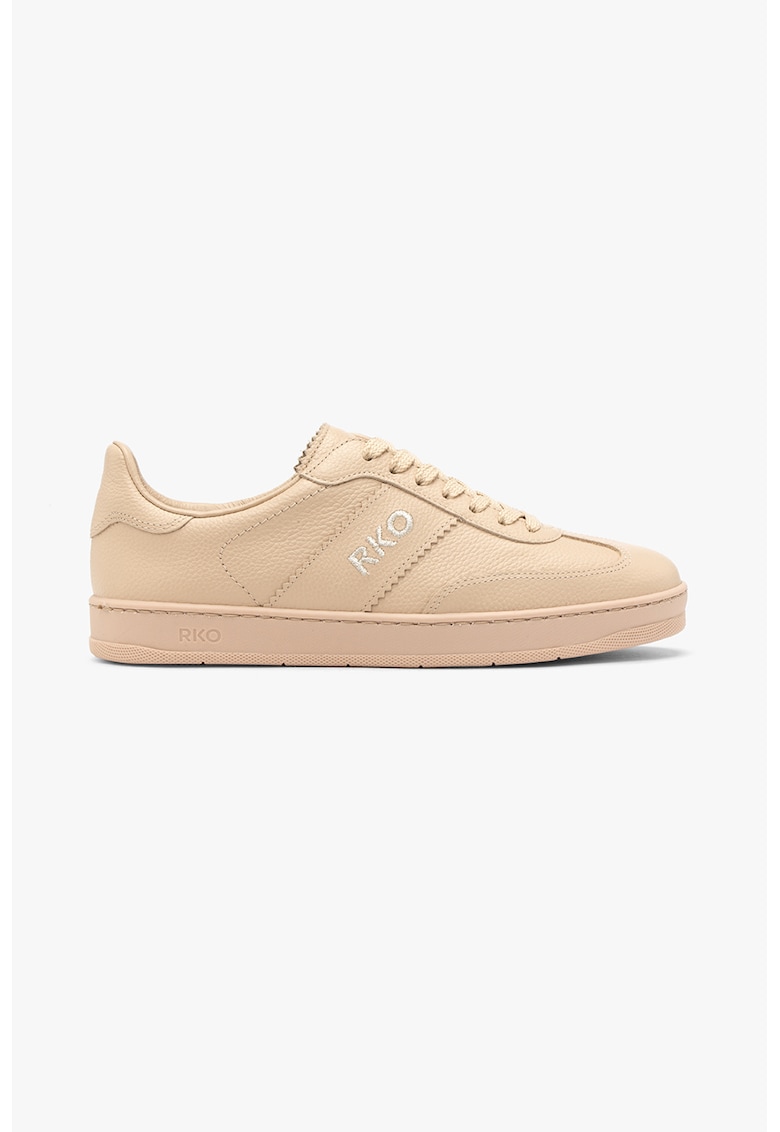 Pantofi sport de piele cu logo - Bej