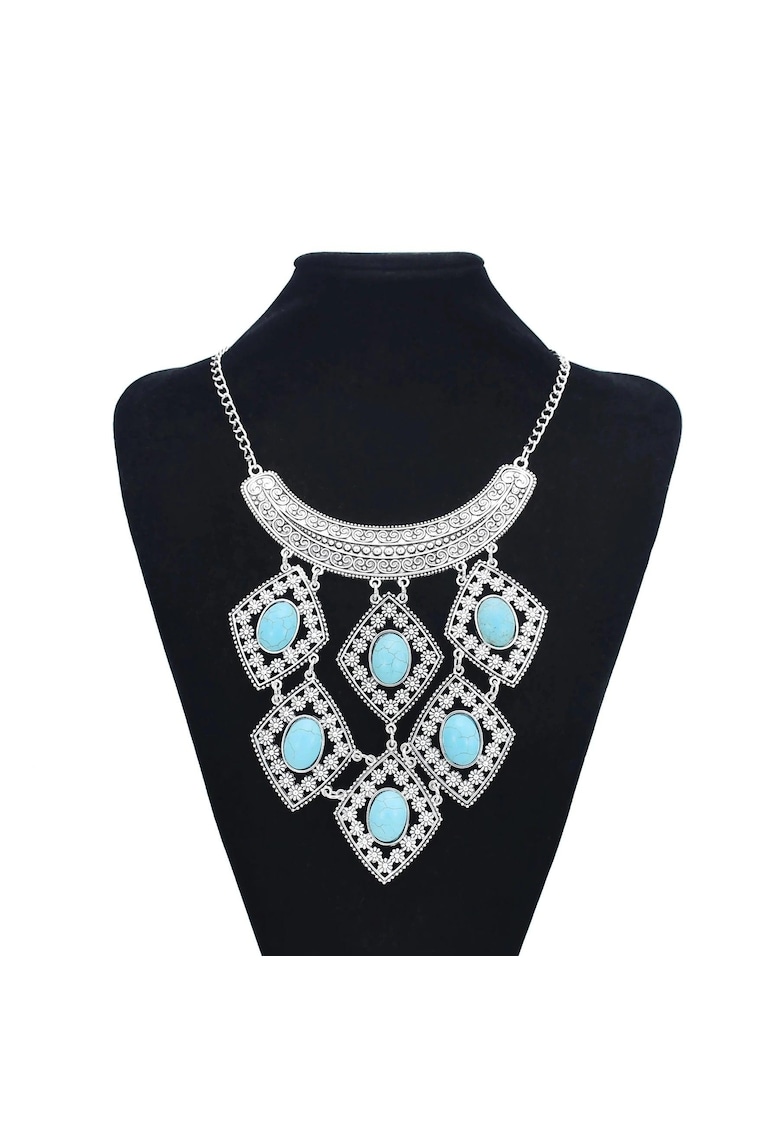 Colier argintiu - cu pietre turquoise - Edda C13 - Colier argintiu - cu pietre turquoise - Edda C13 -