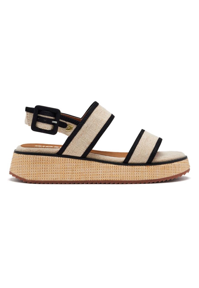 Sandale cu talpa wedge si catarama - Negru
