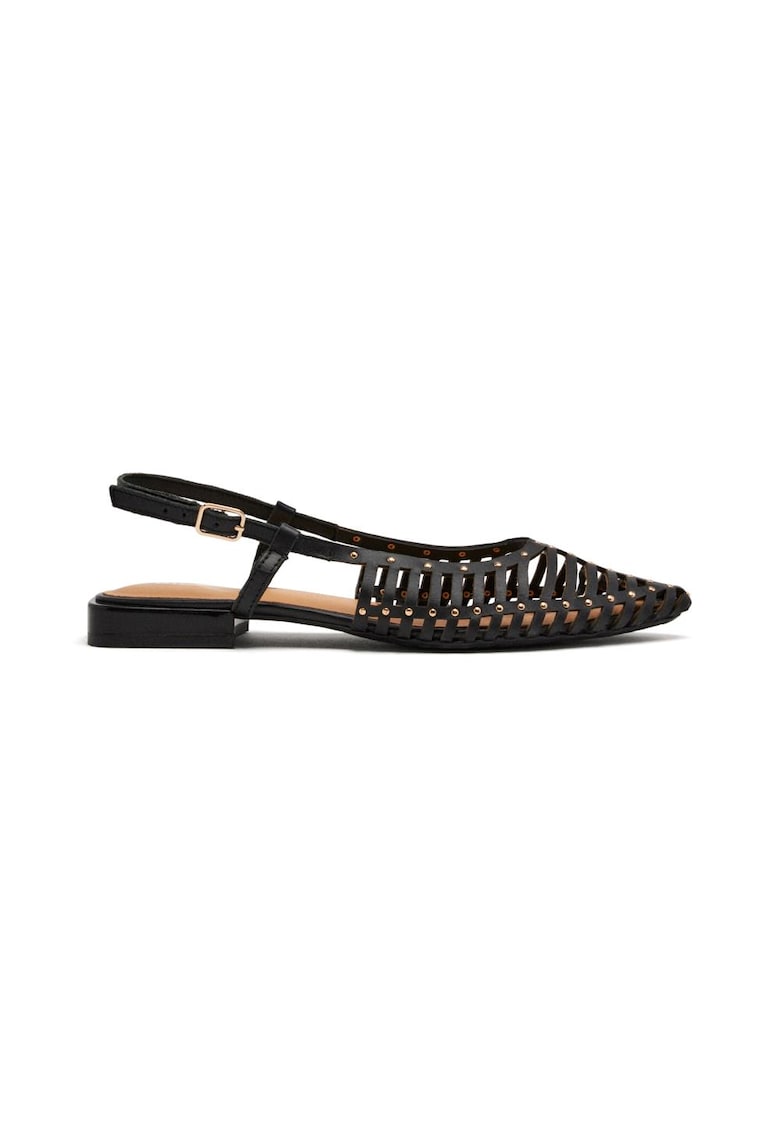 Pantofi din piele cu decupaje - Negru