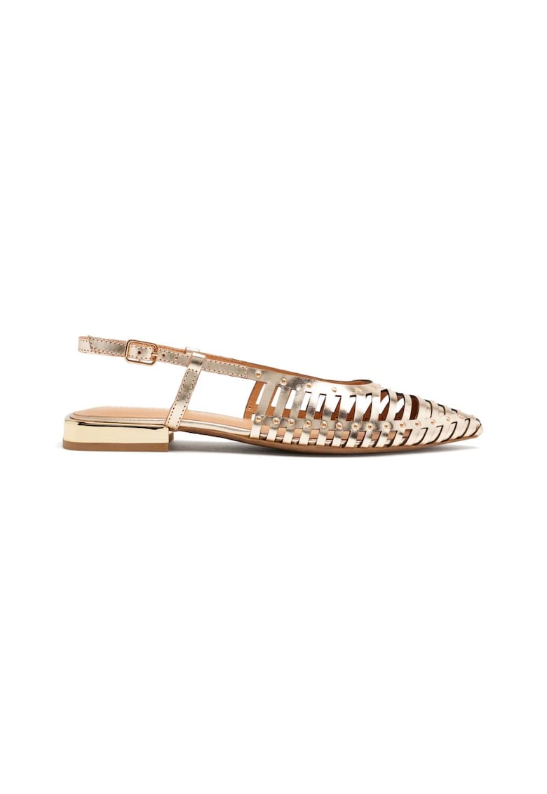 Pantofi slingback din piele cu decupaje - Auriu