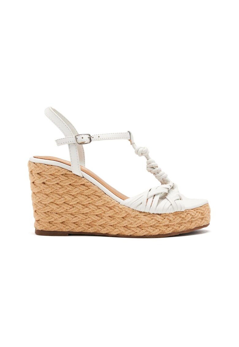 Sandale din piele cu talpa wedge Castine - Alb