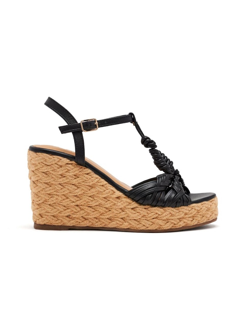 Sandale din piele cu talpa wedge Castine - Negru