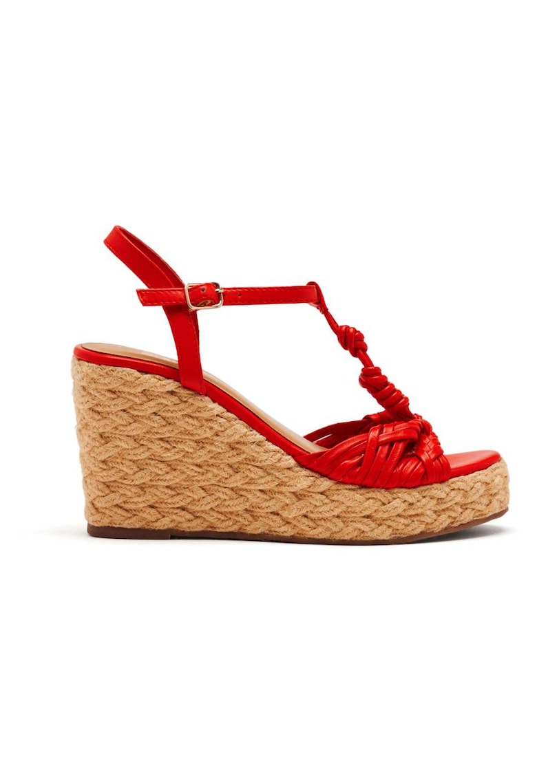 Sandale din piele cu talpa wedge Castine - Rosu