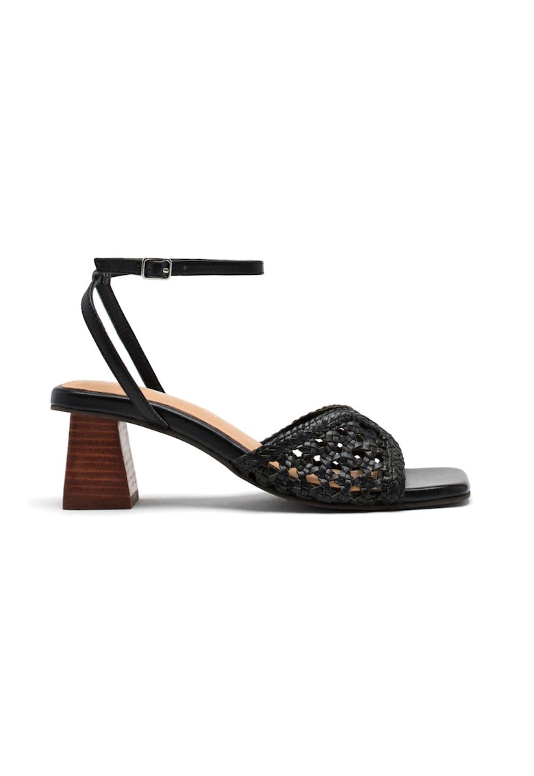 Sandale din piele cu toc masiv Burnside - Negru