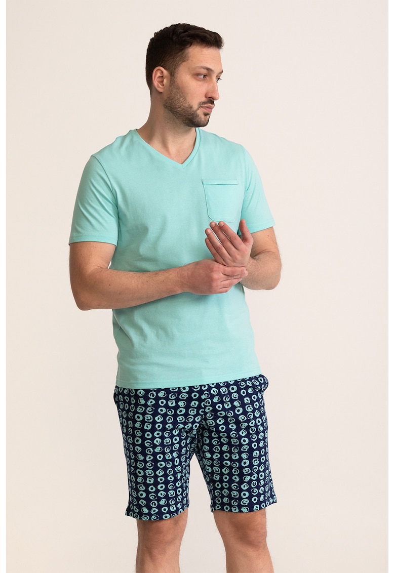 Pijama de bumbac cu pantaloni scurti Marlon