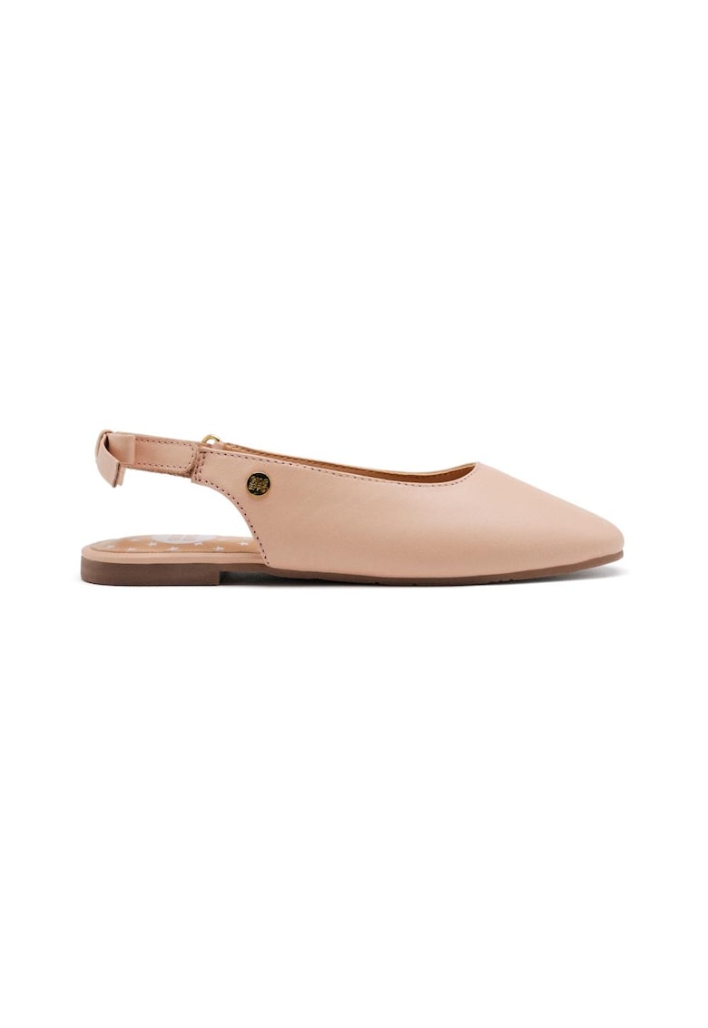 n - Papuci slingback din piele - Alb fildes