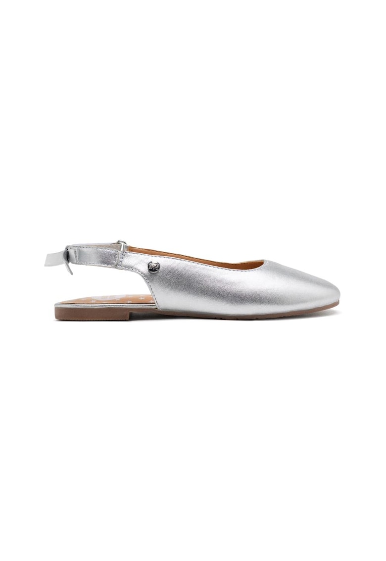 n - Papuci slingback din piele - Argintiu