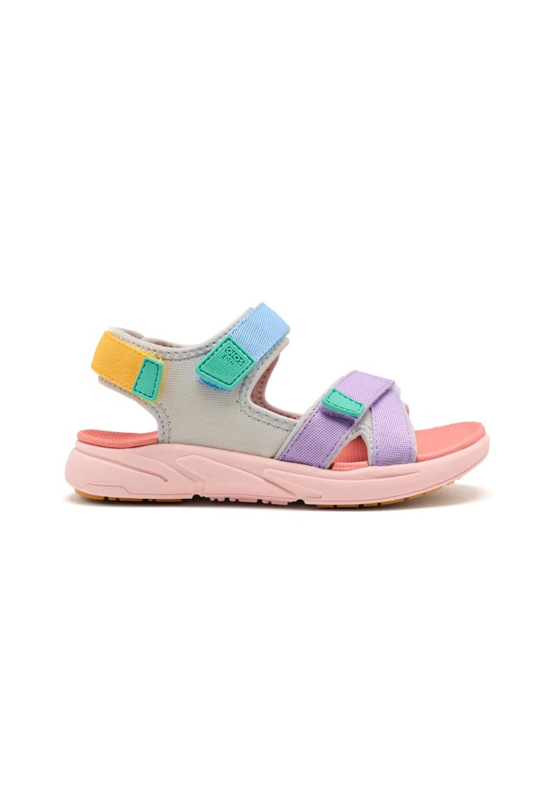 Sandale cu model colorblock si inchidere velcro