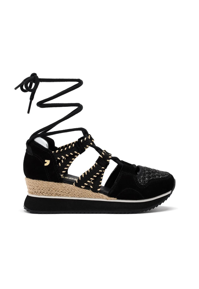 Sandale din piele intoarsa cu talpa demi-wedge