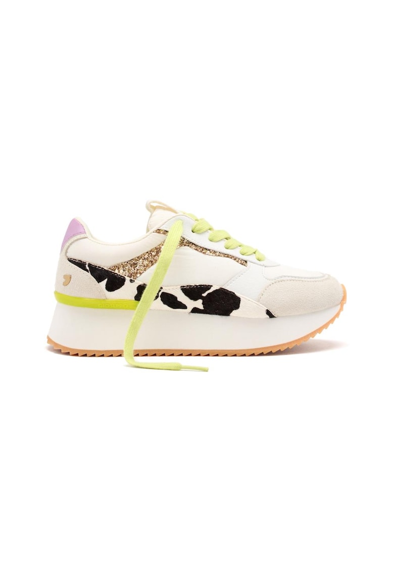 Pantofi sport din piele cu animal print - Maro inchis/Maro nisip