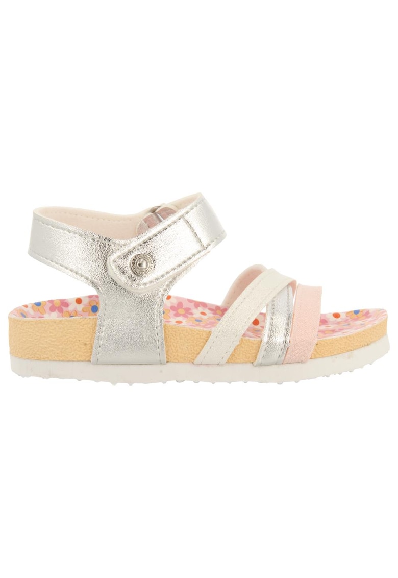 Sandale din piele ecologica cu aspect metalizat