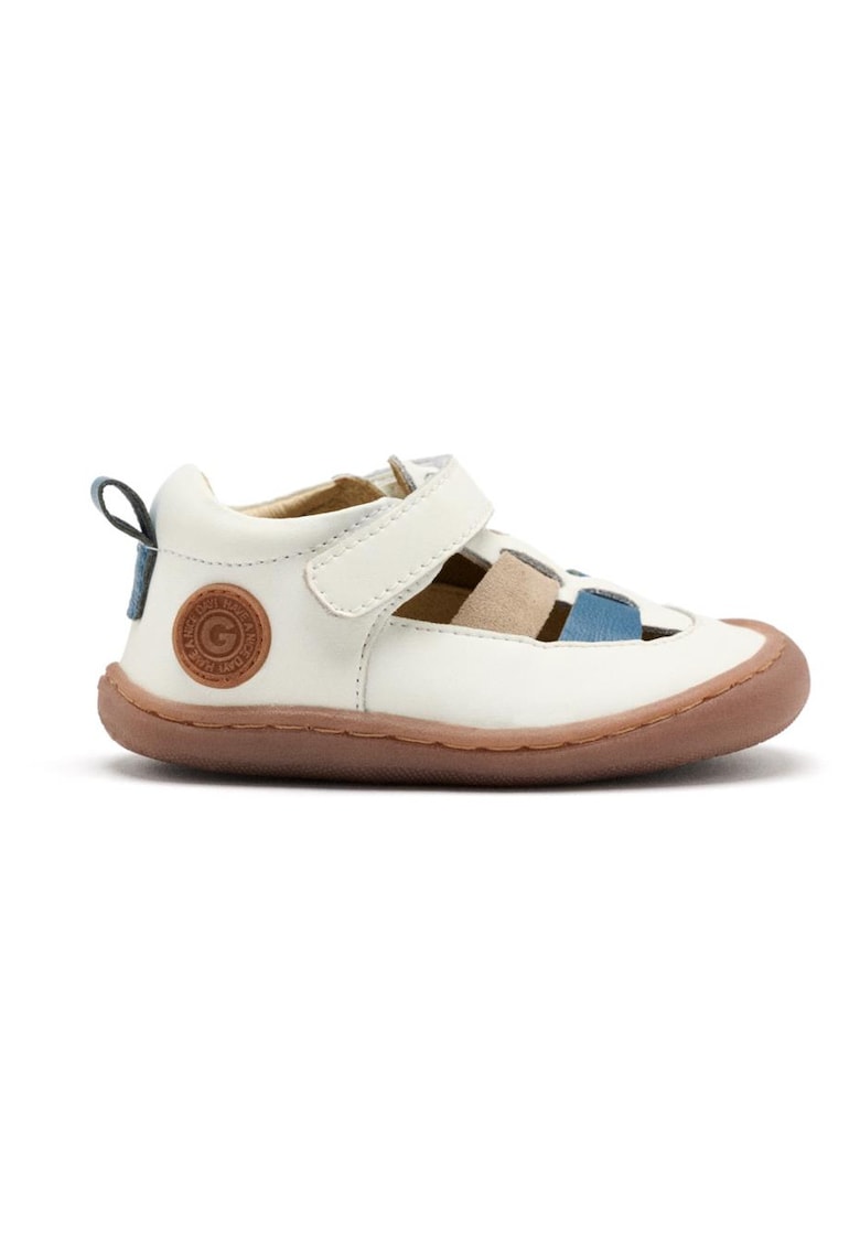 Sandale din piele cu inchidere velcro - Alb