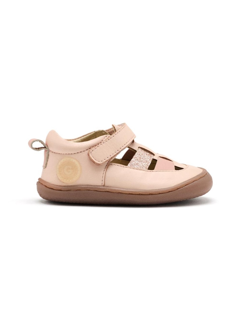 Sandale din piele cu inchidere velcro - Roz