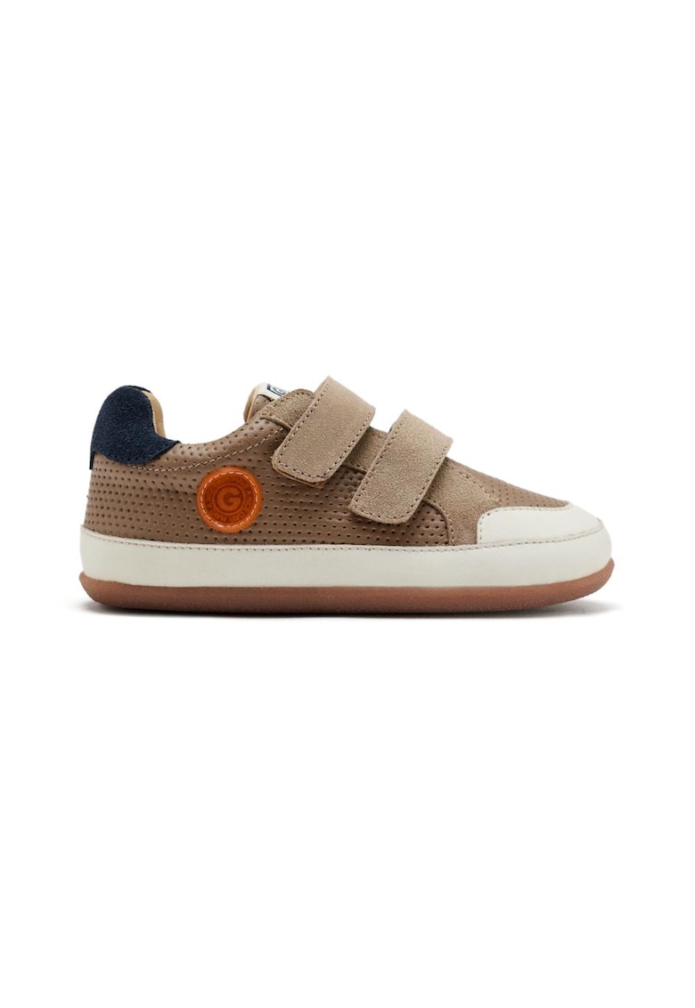 Pantofi sport din piele cu inchidere velcro - Maro taupe
