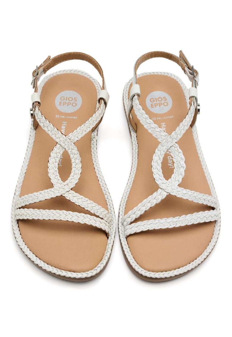 . Sandale din piele cu barete impletite Suffield - Alb