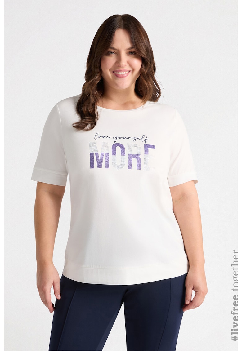 Tricou cu strasuri si text stralucitor