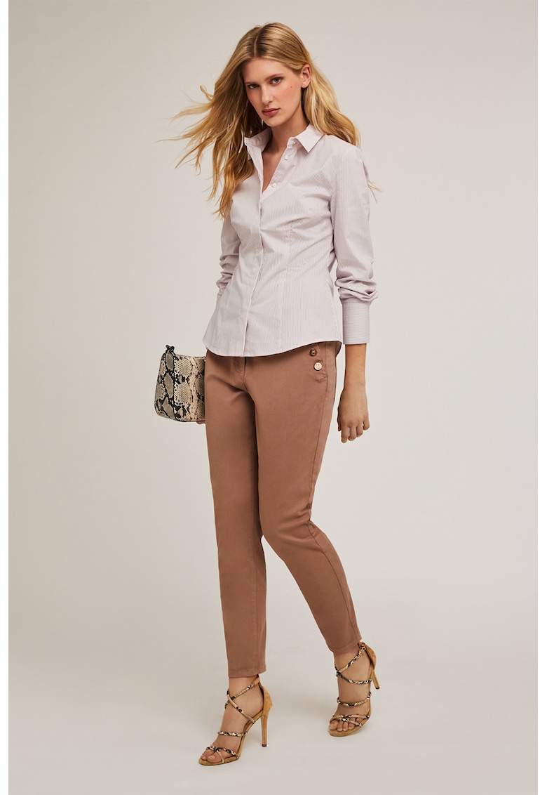 Pantaloni crop cu buzunare cu fermoar